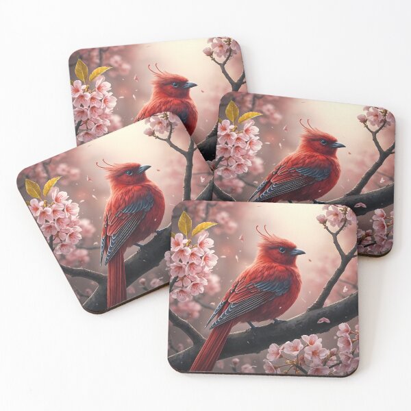 Item preview, Red Bird and Cherry Blossoms, Ai Generated Art  designed and sold by ACC .