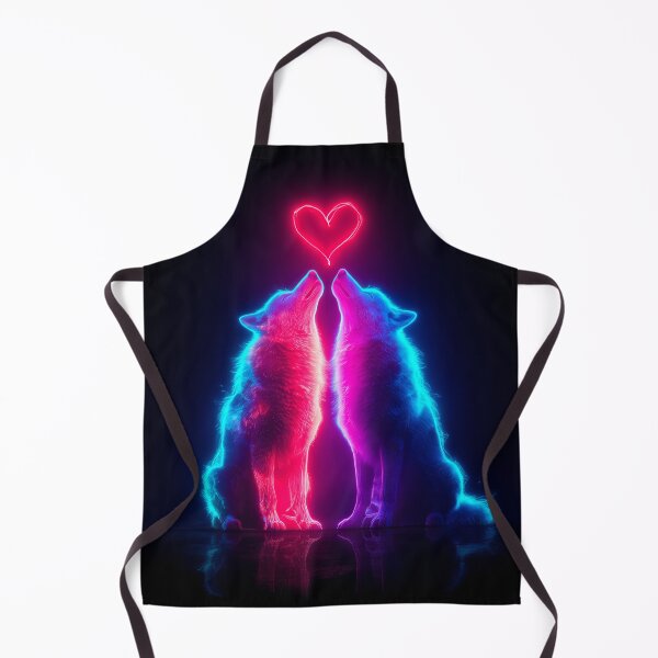 Item preview, Neon Wolf Couple – Romantic Futuristic Animal Art designed and sold by VisionaryVeils.