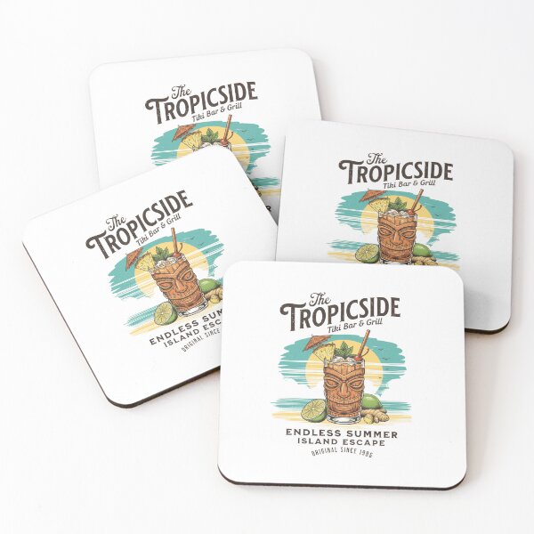 Item preview, Tropicside Tiki Bar — Retro Island Escape Endless Summer Illustration designed and sold by Colorful-Garden.