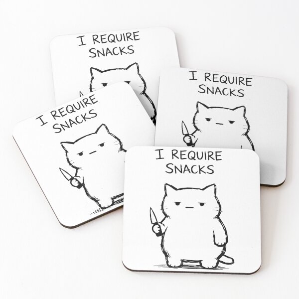 Item preview, I Require Snacks - Funny Grumpy Cat with Knife Illustration designed and sold by FamaPod.