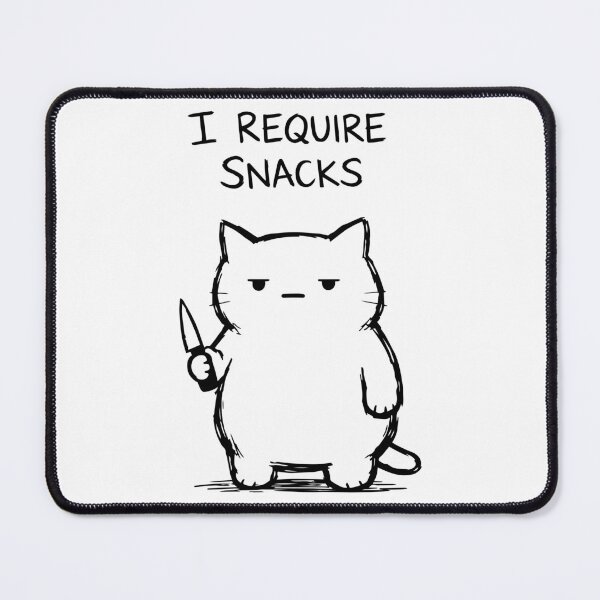 Item preview, I Require Snacks - Funny Grumpy Cat with Knife Illustration designed and sold by FamaPod.