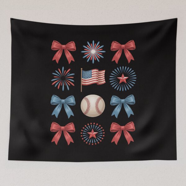 Item preview, Red White and Blue 4th of july coquette Baseball Bow designed and sold by HesterFoley.