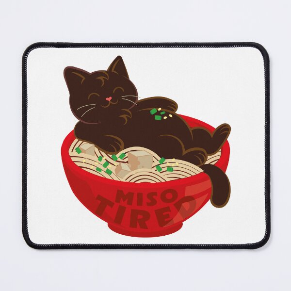 Item preview, Miso Tired Cat Eating Miso Soup designed and sold by ryska-studio.