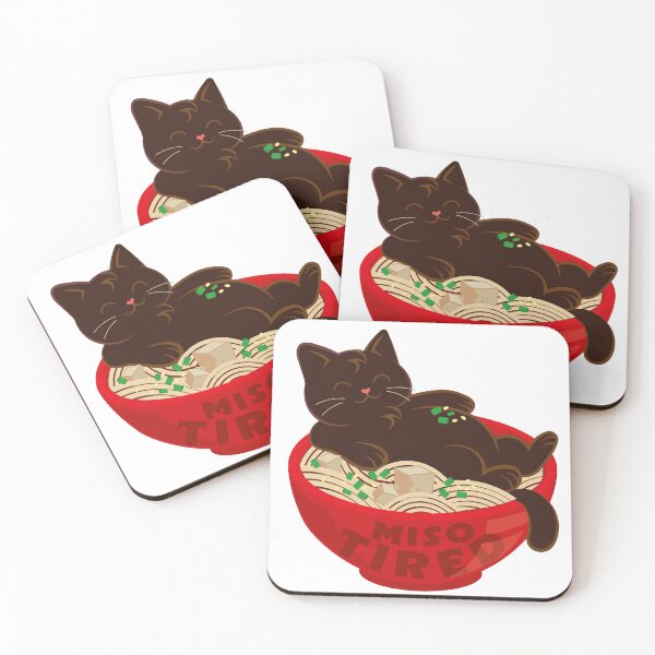 Item preview, Miso Tired Cat Eating Miso Soup designed and sold by ryska-studio.