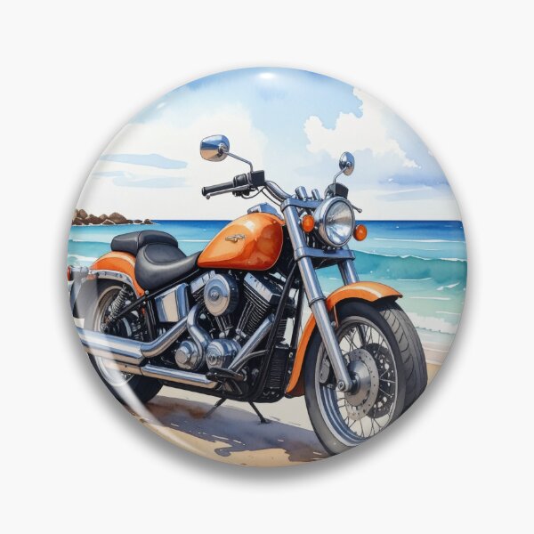 Item preview, Summer on two wheels, cruiser motorcycle orange in watercolor designed and sold by LiskoDesign.