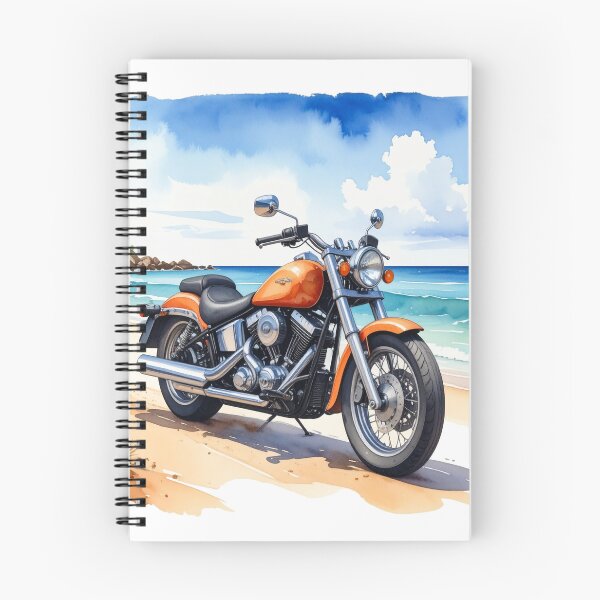 Item preview, Summer on two wheels, cruiser motorcycle orange in watercolor designed and sold by LiskoDesign.