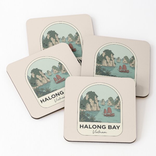 Item preview, Halong Bay Vietnam Retro Travel Badge, Traditional Junk Boat And Limestone Karsts designed and sold by InvestingRoad.