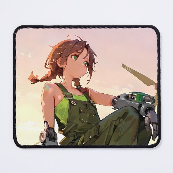 Item preview, JUNO: Wind Farm Sunset Crouch | Cute Solarpunk Anime Girl designed and sold by Sytrics.