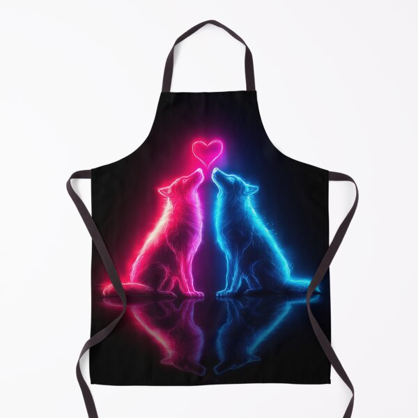 Item preview, Neon Wolf Couple – Romantic Futuristic Animal Art designed and sold by VisionaryVeils.