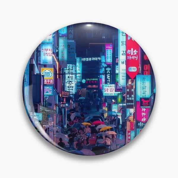 Item preview, Seoul Rainy Night Neon Street Korea Cyberpunk designed and sold by SofiaStutio.