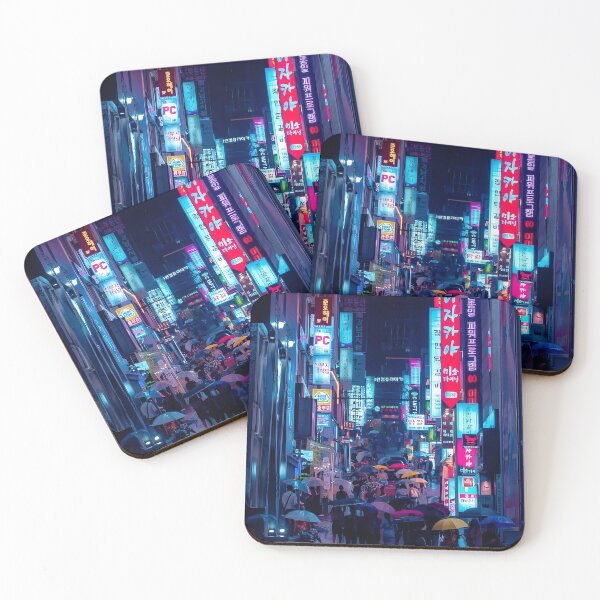Item preview, Seoul Rainy Night Neon Street Korea Cyberpunk designed and sold by SofiaStutio.