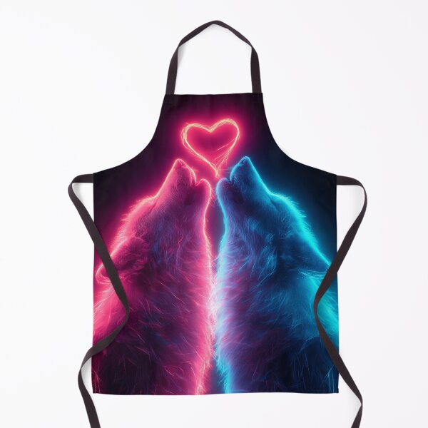 Item preview, Neon Wolf Couple – Romantic Futuristic Animal Art designed and sold by VisionaryVeils.