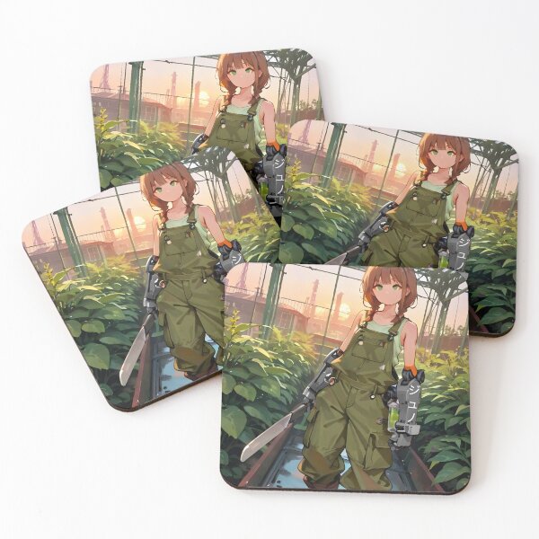 Item preview, JUNO: Sunset Greenhouse Garden Sentinel | Cute Solarpunk Anime Girl designed and sold by Sytrics.