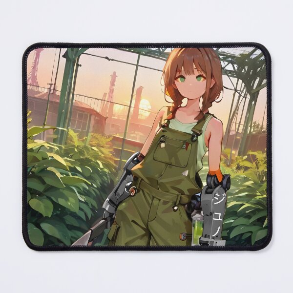 Item preview, JUNO: Sunset Greenhouse Garden Sentinel | Cute Solarpunk Anime Girl designed and sold by Sytrics.