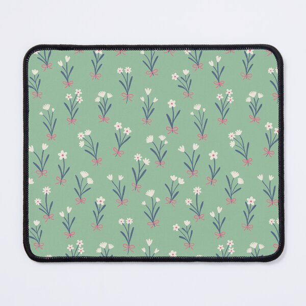 Item preview, Ribbon posies with bows | Valentine coquette florals on pastel green designed and sold by Illustrated by Nat.