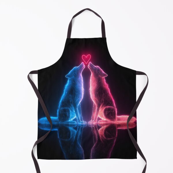 Item preview, Neon Wolf Couple – Romantic Futuristic Animal Art designed and sold by VisionaryVeils.