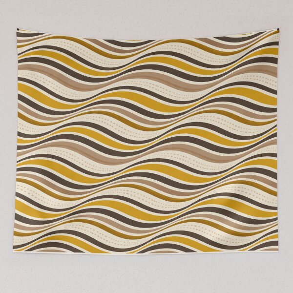 Item preview, Rhythmic Linear Wave Pattern in Deep Yellow & Ivory designed and sold by annenambiro.