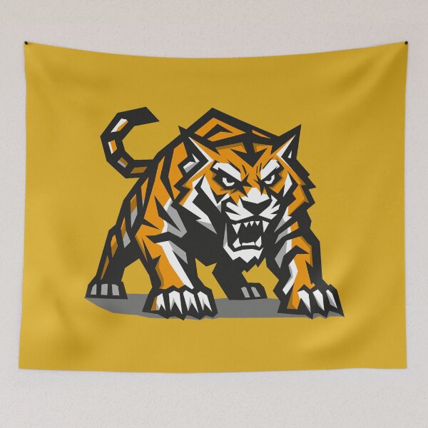 Item preview, Angry Tiger with Sharp Lines – Geometric Fierce Tiger Illustration designed and sold by MerlinWear.