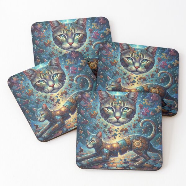 Item preview, Abstract Puzzle Cat T-shirt designed and sold by tSpins.