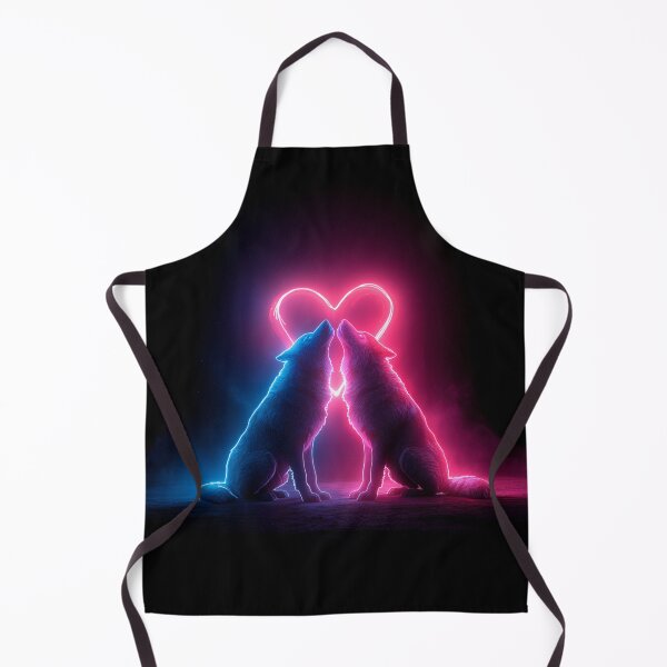 Item preview, Neon Wolf Couple – Romantic Futuristic Animal Art designed and sold by VisionaryVeils.