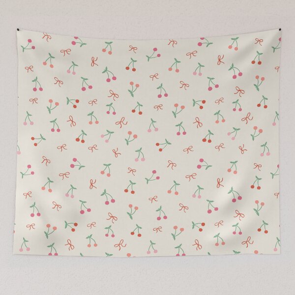 Item preview, Coquette tiny cherries and bows | Valentine cute cream design designed and sold by Illustrated by Nat.