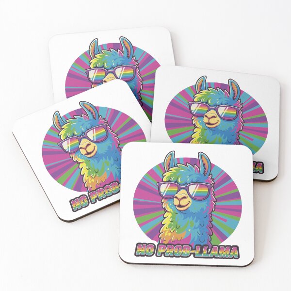 Item preview, No Prob-Llama: funny colorful llama with sunglasses designed and sold by Yeicoboo.