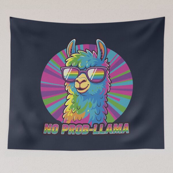Item preview, No Prob-Llama: funny colorful llama with sunglasses designed and sold by Yeicoboo.