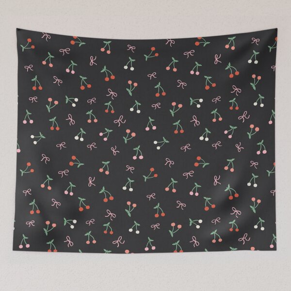 Item preview, Coquette tiny cherries and bows | Valentine cute black design designed and sold by Illustrated by Nat.