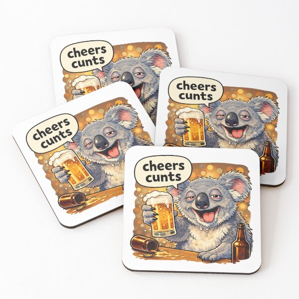 Item preview, Drunk Koala Cheers Cunts Funny Beer Cartoon designed and sold by UrbanKangaroo.