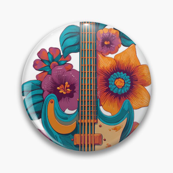 Item preview, Vintage Anatolian Rock Guitar - 70s Psychedelic Flower Art designed and sold by etuvibes.