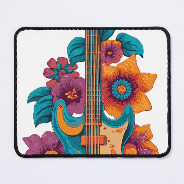 Item preview, Vintage Anatolian Rock Guitar - 70s Psychedelic Flower Art designed and sold by etuvibes.