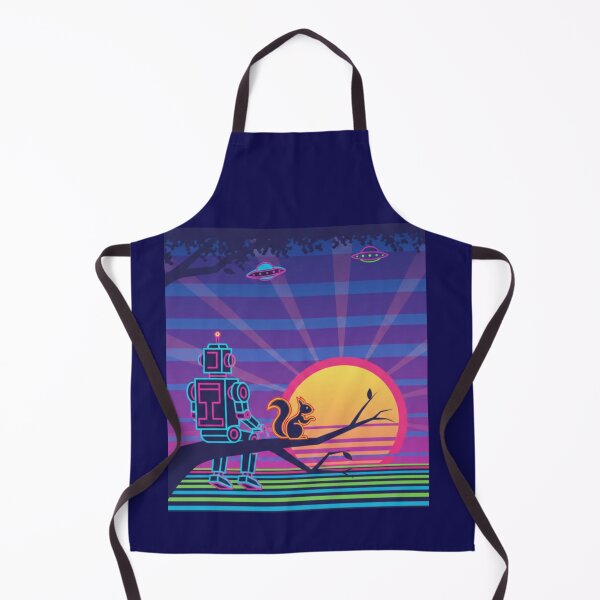 Item preview, Neon Sunset Companions – Robot & Squirrel Sci-Fi Art designed and sold by Dogandesighn.