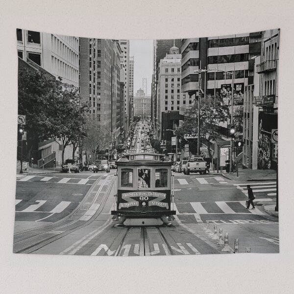Item preview, San Francisco Cable Car Black White California Street designed and sold by SofiaStutio.
