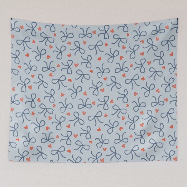 Item preview, Lovely hand-painted bows and hearts | Pastel blue coquette designed and sold by Illustrated by Nat.