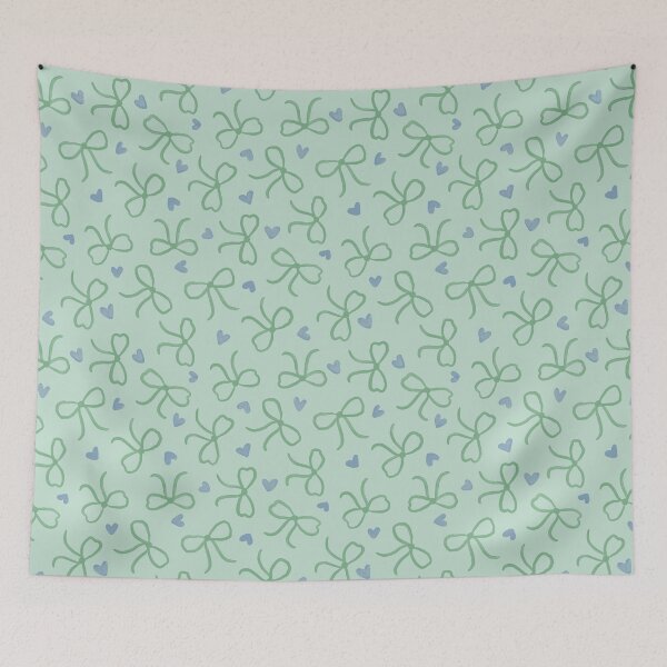 Item preview, Lovely hand-painted bows and hearts | Pastel green coquette designed and sold by Illustrated by Nat.