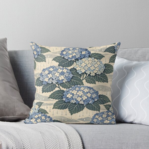 Item preview, Ajisai Rain Garden Hydrangea Woodblock Pattern designed and sold by Planthem.