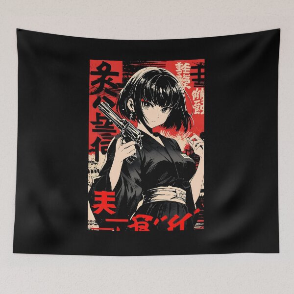 Item preview, Hitwoman revolver dusk beneath red sash in ancestral silence storm retro poster aesthetic design designed and sold by 80sRetroDesigns.