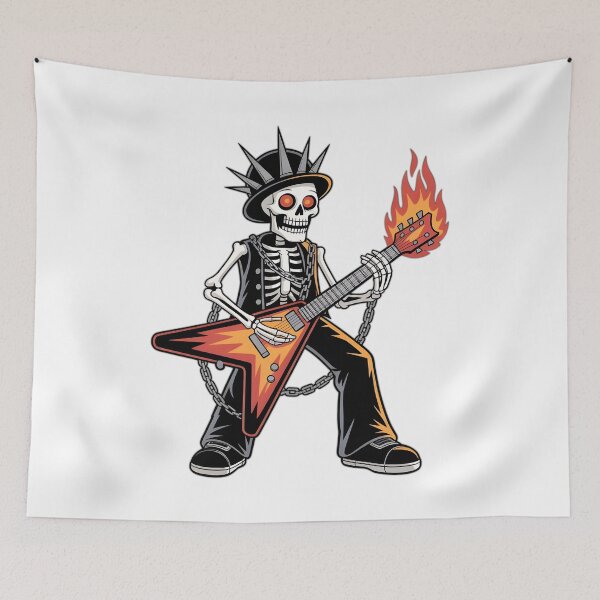 Item preview, Flaming Punk Skeleton Guitarist – Heavy Metal Rock Art designed and sold by Fadi Alyaldani.