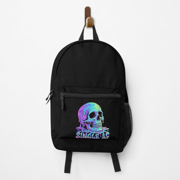 Aperçu de l'œuvre Single AF Psychedelic Melting Skull Trippy Acid Art Neon créée et vendue par Design By Niko.