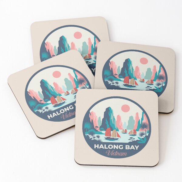 Item preview, Halong Bay Vietnam Retro Travel Badge, Traditional Junk Boat And Limestone Karsts designed and sold by InvestingRoad.