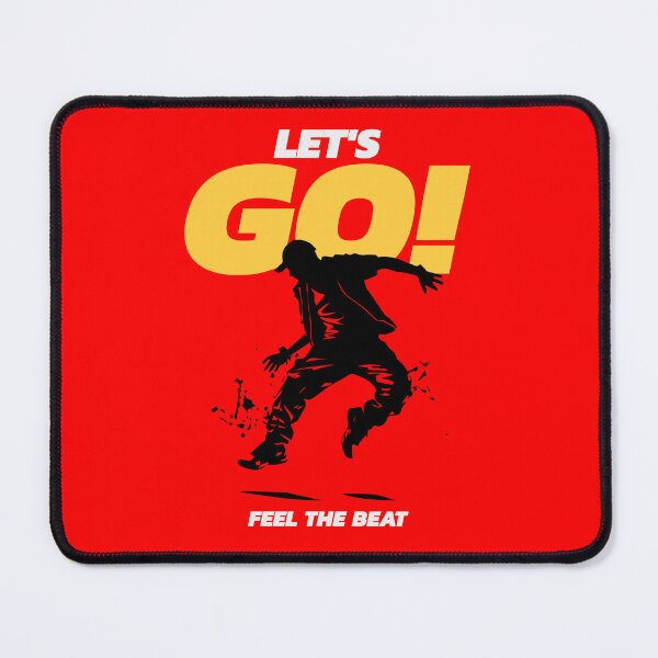 Item preview, Silhouette of a hip hop dancer and the English text "Let's go, feel the beat" designed and sold by Pics'Elle Creations.