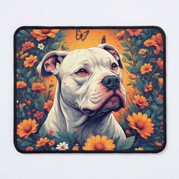 Item preview, American Staffordshire pit bull Terrier Floral Portrait designed and sold by Rusty Pine.