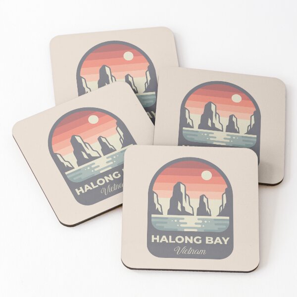 Item preview, Halong Bay Vietnam Retro Travel Badge, Traditional Junk Boat And Limestone Karsts designed and sold by InvestingRoad.