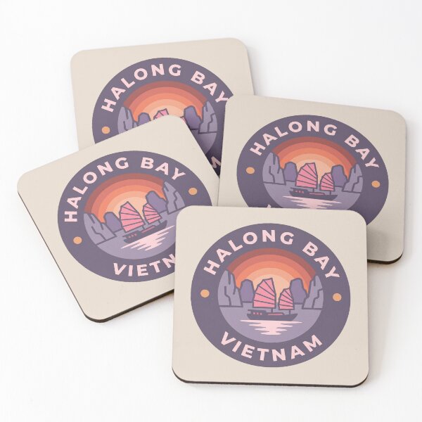 Item preview, Halong Bay Vietnam Retro Travel Badge, Traditional Junk Boat And Limestone Karsts designed and sold by InvestingRoad.