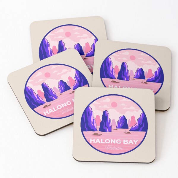 Item preview, Halong Bay Vietnam Retro Travel Badge, Traditional Junk Boat And Limestone Karsts designed and sold by InvestingRoad.
