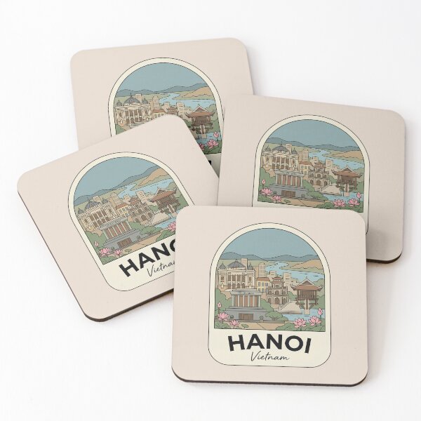 Item preview, Hanoi Vietnam Travel Badge Illustration, Iconic Landmarks and Lotus Flowers designed and sold by InvestingRoad.