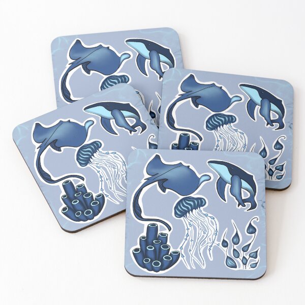 Item preview, Deep blue ocean animals manta ray sticker pack designed and sold by LYAN-STORE.
