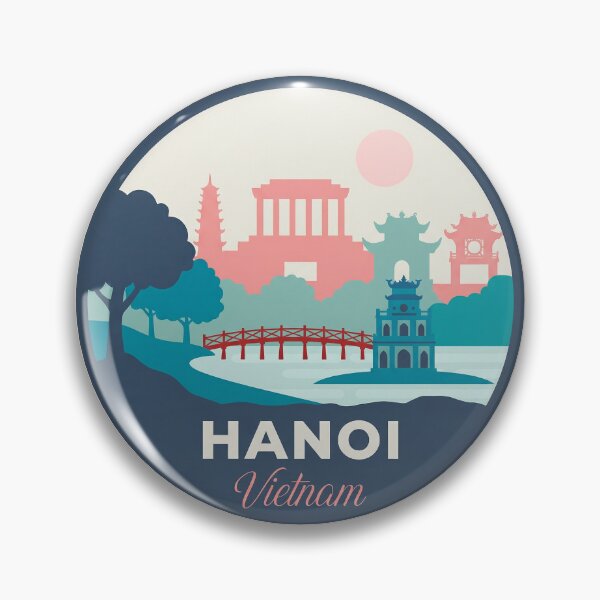 Item preview, Hanoi Vietnam Travel Badge Illustration, Iconic Landmarks and Lotus Flowers designed and sold by InvestingRoad.