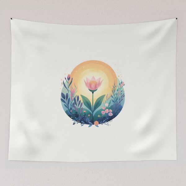 Item preview, Luminous Zen Bloom - Minimalist Lotus & Golden Sun designed and sold by Flow19.