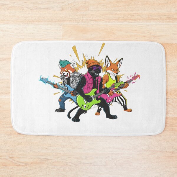 Item preview, Neon Animal Rock Band Guitar Trio – Cool Panther, Fox and Red Panda Music Illustration designed and sold by YYoYY.